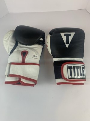 Title Gel Enforced Lining Boxing Gloves Black White Red Genuine Leather Size L