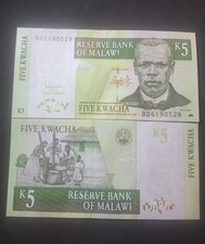 MALAWI 5 Kwacha Banknote; P-36c; UNCIRCULATED; 2005; features villagers working