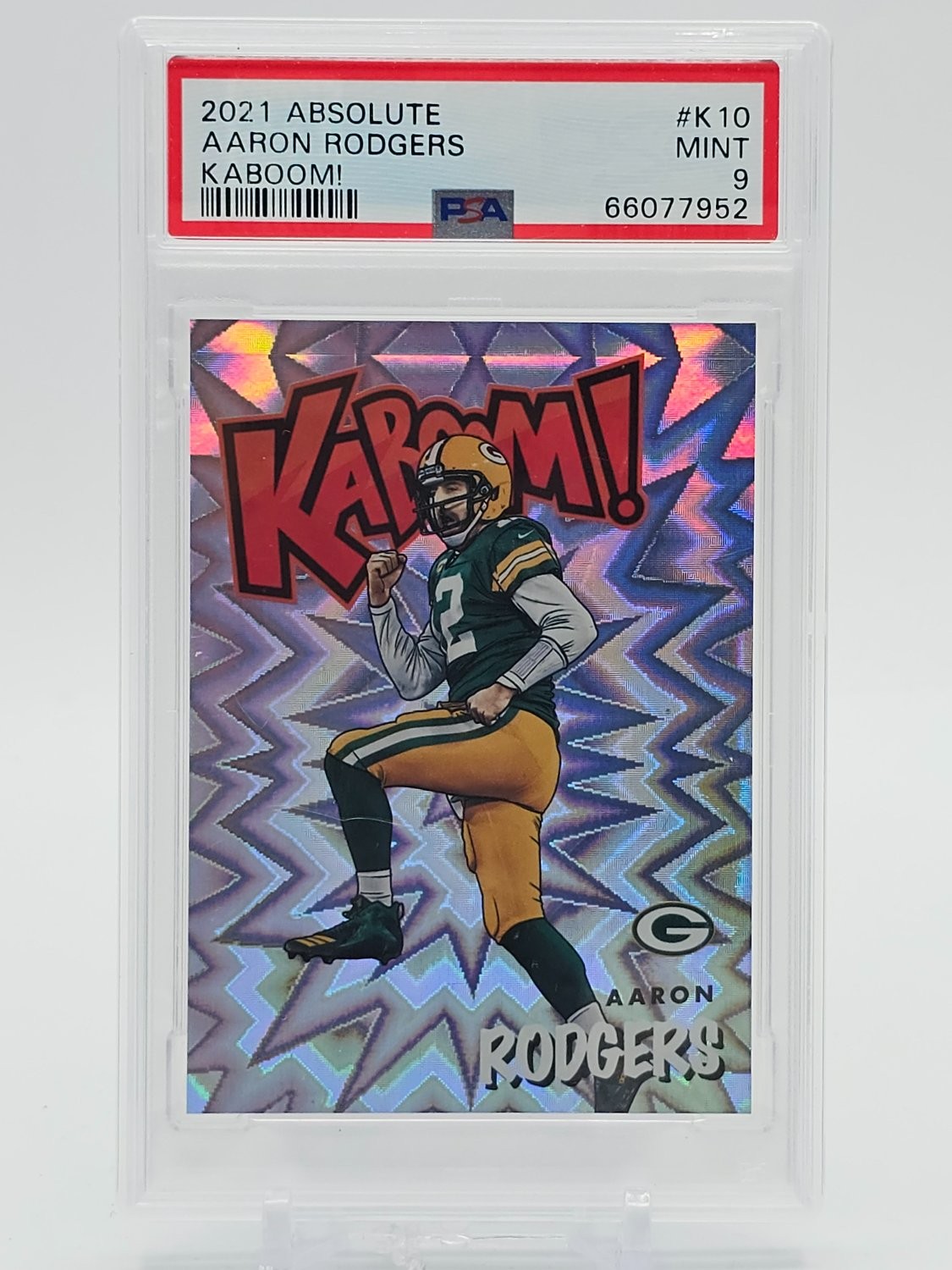 AARON RODGERS 2021 PANINI ABSOLUTE KABOOM! SSP FOOTBALL #K10 PACKERS PSA 9 Q2754 view 1
