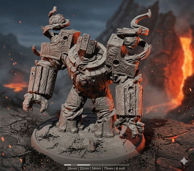 Stone Golem Miniature 32mm Earth Elemental Construct DnD RPG Resin