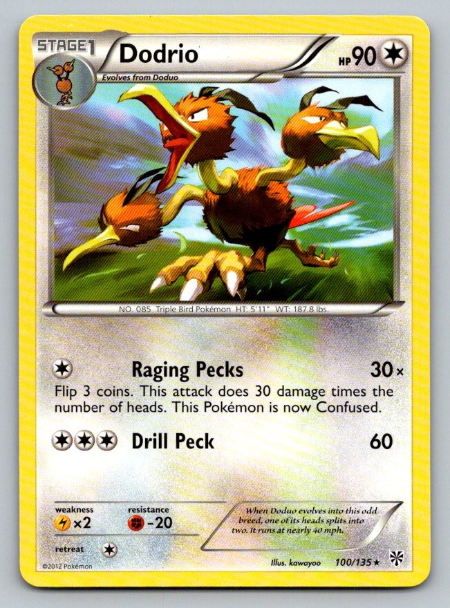 Dodrio 100/135 Rare Plasma Storm Pokemon Lightly Played