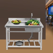 Single Bowl Kitchen Sink Fits Laundry Room Bathroom US Stainless Steel Durable