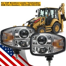 LED Headlights Work Light w/Turn signal For CAT Backhoe Loader Telehandler