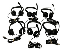 LOT of 6 Logi Logitech Remote Work Headset Headphone Black USB A00146 881-000475