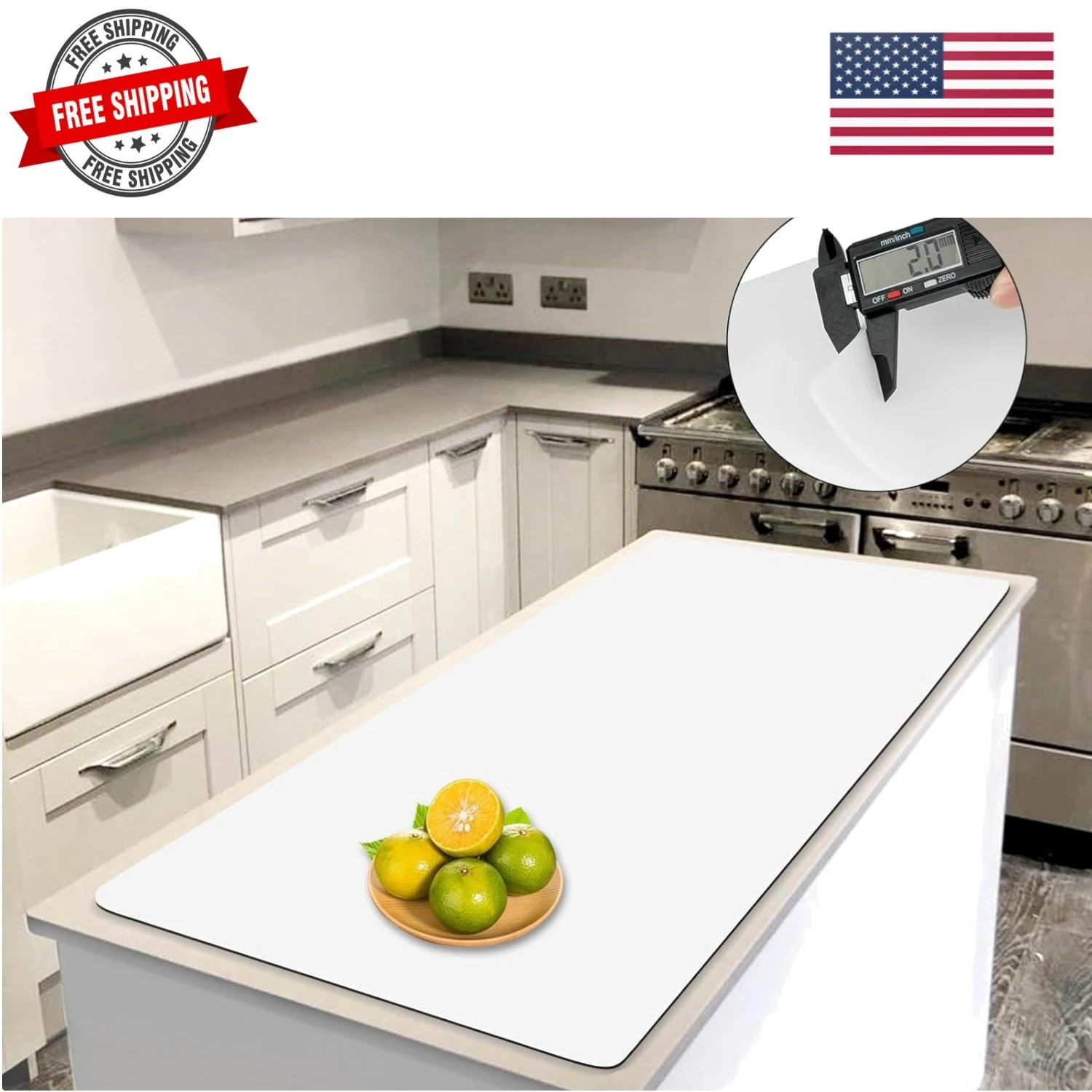 Extra Large Silicone Mats for Kitchen Counter 47.2"x23.6"x0.08", 2mm Super-Th...