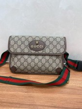 Gucci Vintage GG Supreme Monogram Web Belt Bag Brown AUTH EUC DDP