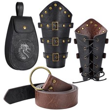 Berenlu 3 PCS Renaissance Accessories, Viking Belt Large, Black