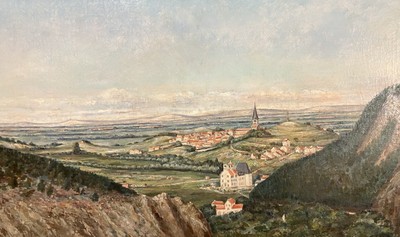 Oil on Canvas Representative Un Village IN Mountain School French Or Swiss