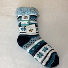 Muk Luks Women's Size L/XL 8.5-11 Cozy Cabin Socks Blue White Shea Butter NWT