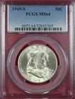1949-S FRANKLIN HALF DOLLAR PCGS MS64