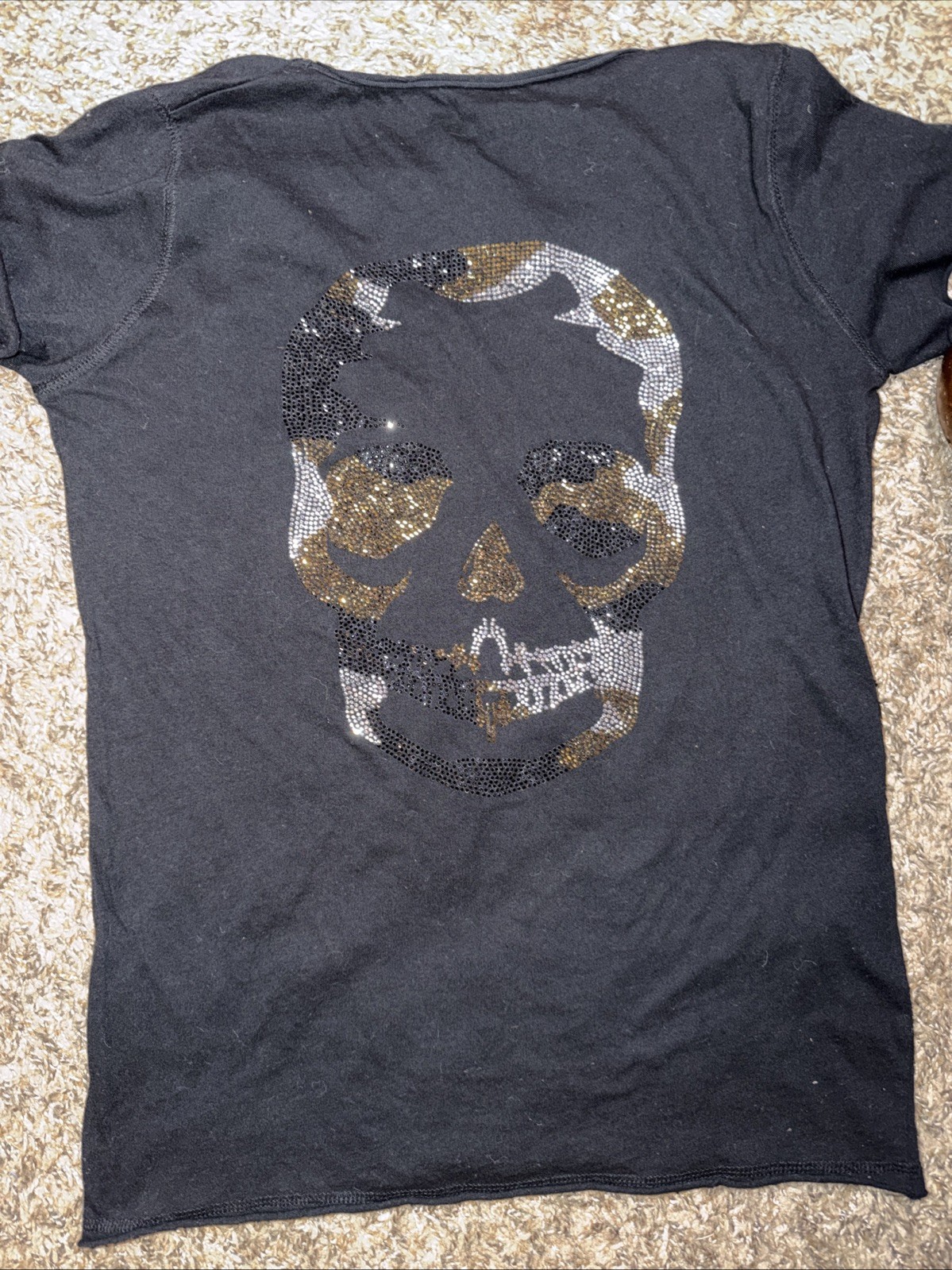 NWT Zadig & Voltaire Crystal Camo Skull Tee Large RARE image 7
