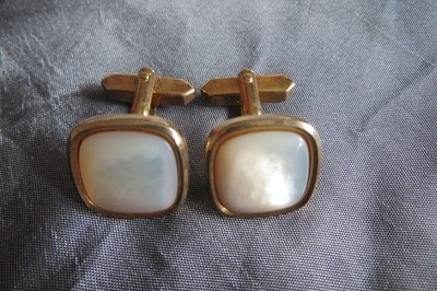 Vintage Manschettenknöpfe Perlmutt   goldfarben   klassisch elegant