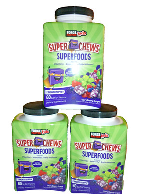 (3 Force Factor Kids Super Chews Superfoods 60x3 180 Chews Each EXP: 5/26