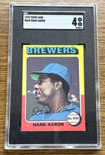 1975 Topps Mini #660 Hank Aaron Baseball Card HOF Great Color Well Cut SGC Fresh