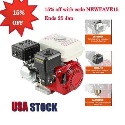 #ad 4 Stroke 212cc 7 HP Manual Start Horizontal Engine For Go Kart Gas Engine Motor $124.99