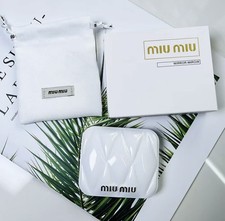 New White Miu Miu Makeup Mirror Double Sided Portable Makeup Gift