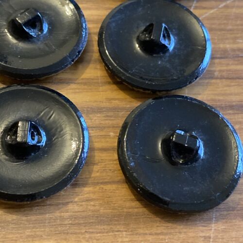 antikes viktorianisches 6er Set französisches tiefschwarzes Glas Goldwirbel 27 mm Knopf - - Bild 5 von 5