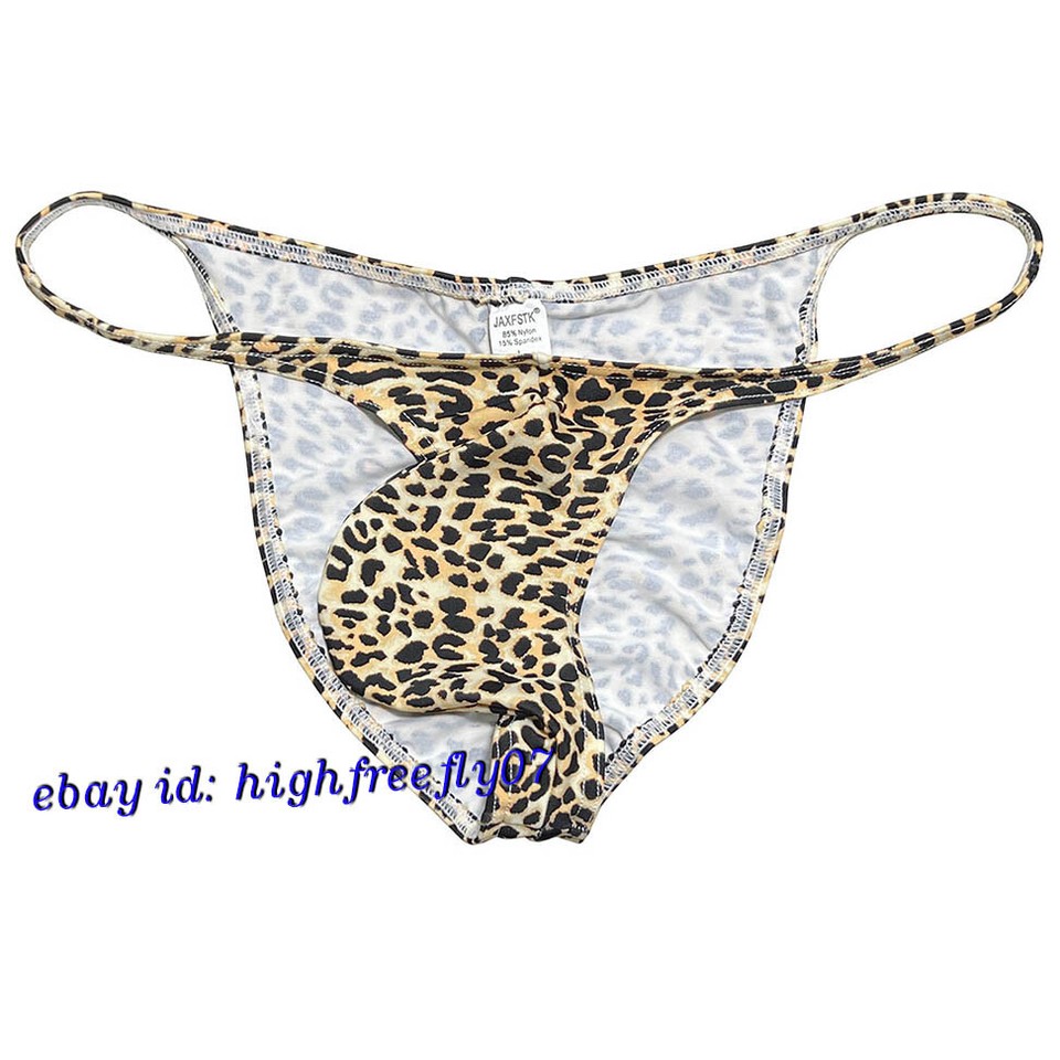 Mens Leopard Bikini Briefs Underwear Male Pucker Brazilian Bikinis