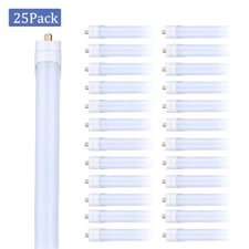 25Pack T8 8FT Led Tube Light Bulbs FA8 Single Pin 45W 8' Led Shop Light 6000K