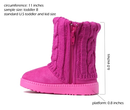 NUEVAS Niñas Botas de Nieve Acento con Hebilla Bota de Tejer Invierno Tacón Plano Zapatos Piel Imitada - Imagen 32 de 33