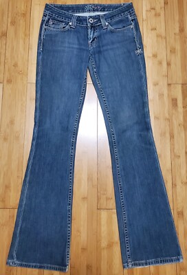 Miss Me Jeans Womens Sz 27 Blue Flared Embellished Leopard Cowhide Print JP4544