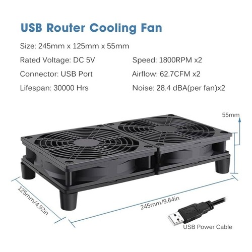 12cm USB Fans 2 Fans with Protective Net for Computer Cooling and Protections - Afbeelding 8 van 8