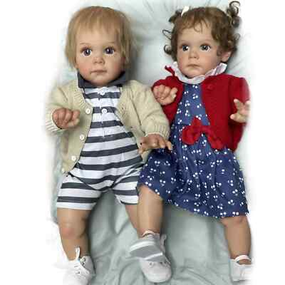 55CM Brother&Sister Maggie Painted Reborn Doll With Rooted Hair Soft Vinyl  Doll