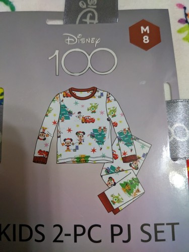 Kids Disney 100 Celebration 2pc Long Sleeve Top And Pants Pajama Set Medium (8) - Picture 2 of 7