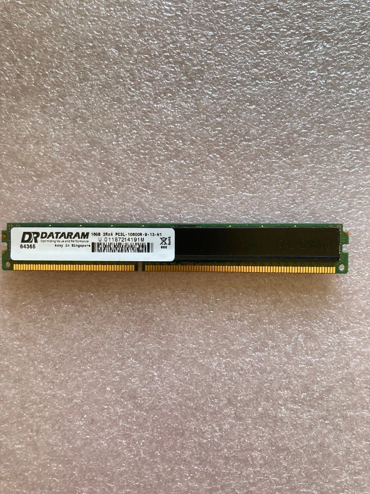 Dataram 64365 16GB PC3L-10600R 2RX4 DDR3 1333 ECC Registered Very Low Profile - Image 2 of 2