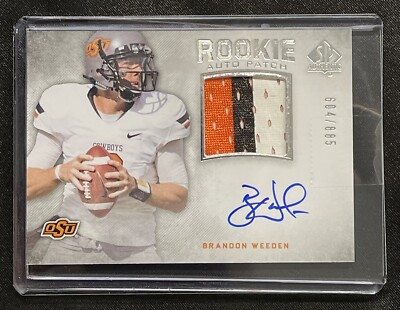 2012 UD SPA Football Rookie Auto Patch 264 Brandon Weeden /885