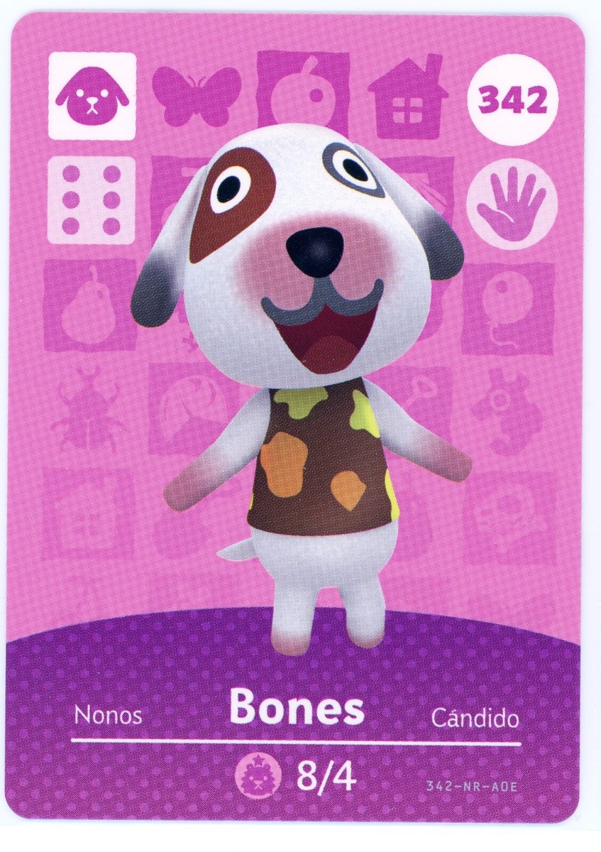 Bones #342 - Amiibo Card - Animal Crossing Series 1 - Authentic 