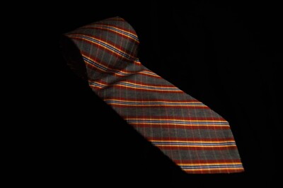 Stafford - Men's Gray, Blue, & Orange Stripe Neck Tie 3.2''W x 60''L
