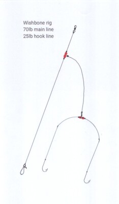  Circle Hook 4 X Meeresangeln Zwei Haken Querlenker Rig No 3/0 Haken