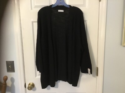 Croft & Barrow Women's Open Front Cardigan Black Size 2X - New W/Tags