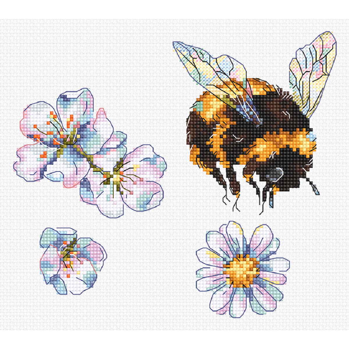 Letistitch counted cross stitch kit ""Furry Bumblebee"", 16x14cm, DIY