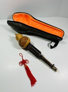 Chinese Hulusi Gourd & Bamboo Flute Instrument with Case