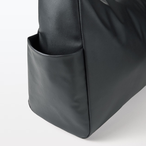 MUJI 21L Plant Based Leather Square Shoulder Bag Black FedEx - Picture 8 of 11
