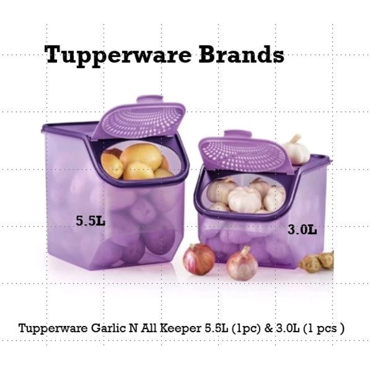 Tupperware Onion & Garlic Smart Container 5.5L and 3L All Potato