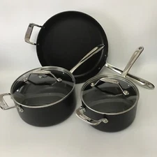 All Clad Nonstick 5  Pc Cookware Set - Pots 2.5q - 4.0q , Frying Pan 4.0q