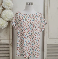 Loft graphic multicolor birds of paradise  top women's size medium