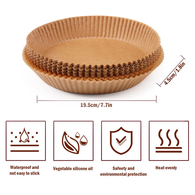 Air Fryer Liners 100/200Pcs Disposable Parchment Paper Liner Non Stick Food Safe Air Fryer Liners 100/200Pcs Disposable Parchment Paper Liner Non Stick Food Safe
