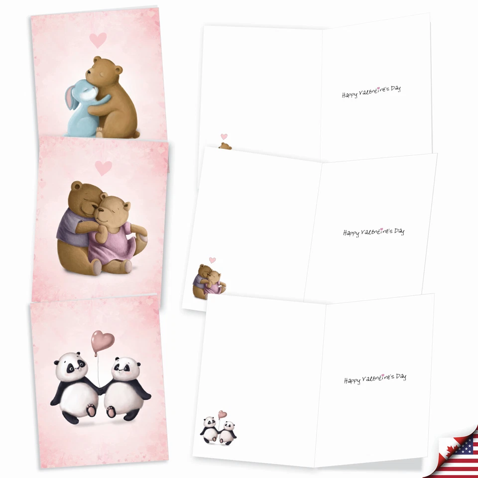 20 cuadernos de San Valentín asst'd con sobres (10 diseños 2 cada uno) abrazos de animales Foto 3 de 4