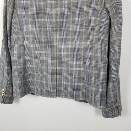 J. Crew Grey Plaid Academia Wool Blend Schoolboy Blazer In English Tweed Size 12 - Picture 14 of 16