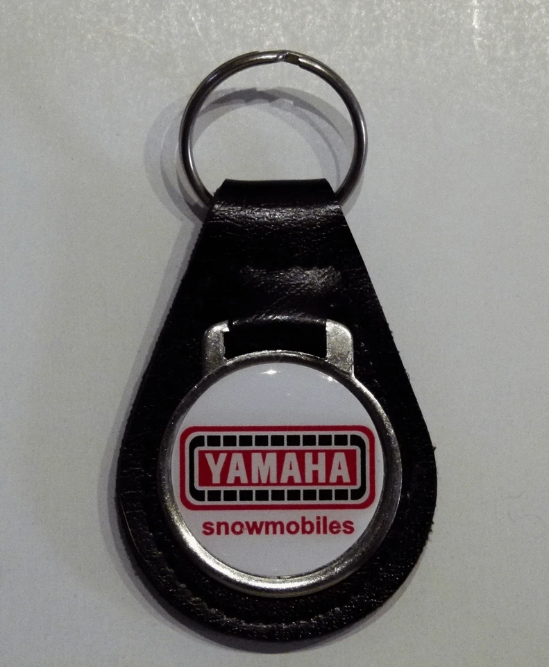 Reproduction Yamaha Snowmobile Red Medallion Style Leather Keychain (011)