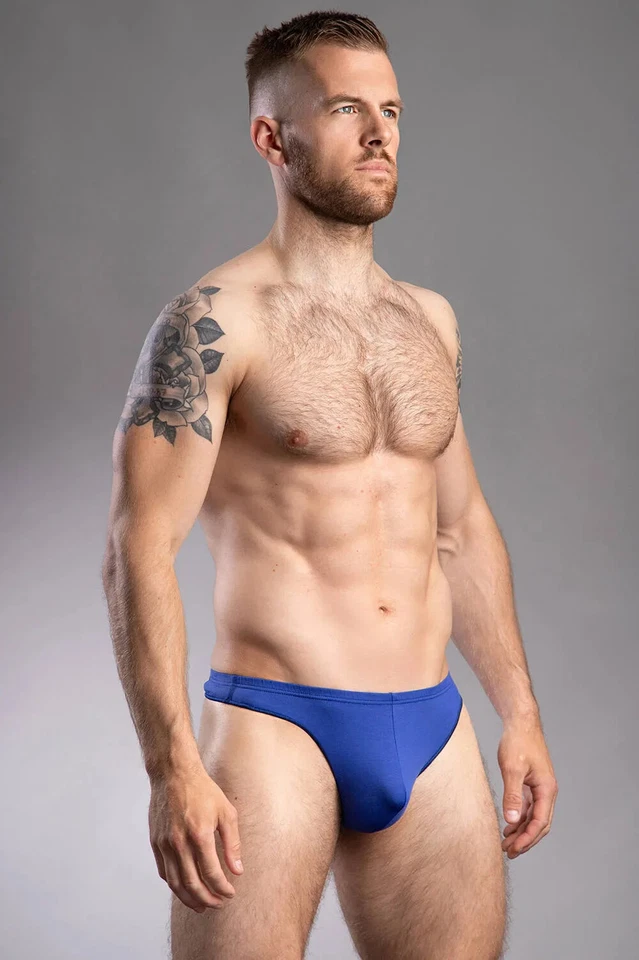 Hom Hombre Azul Algodón Elástico Freddy Tanga Ropa Interior Talla S M L XL Foto 4 de 4