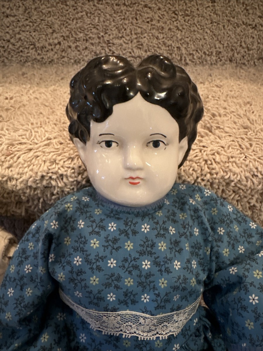 Vintage China Head Limb Porcelain Dolls- German Unk (LRC)w/ Cloth  Body