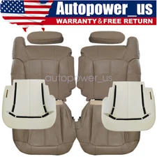 For GMC Sierra 99-02 Front Leather Seat Cover & Foam Cushion & Armrest Cover Tan