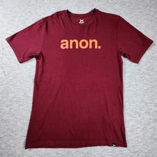 Anon Mens Graphic T-Shirt Medium Red Crew Neck Soft Feel Printed Logo Skate Tee