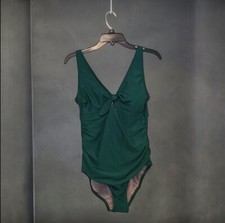 Women's Tie-Front Ruched Full Coverage kona sol One Piece Swimsuit sz large new