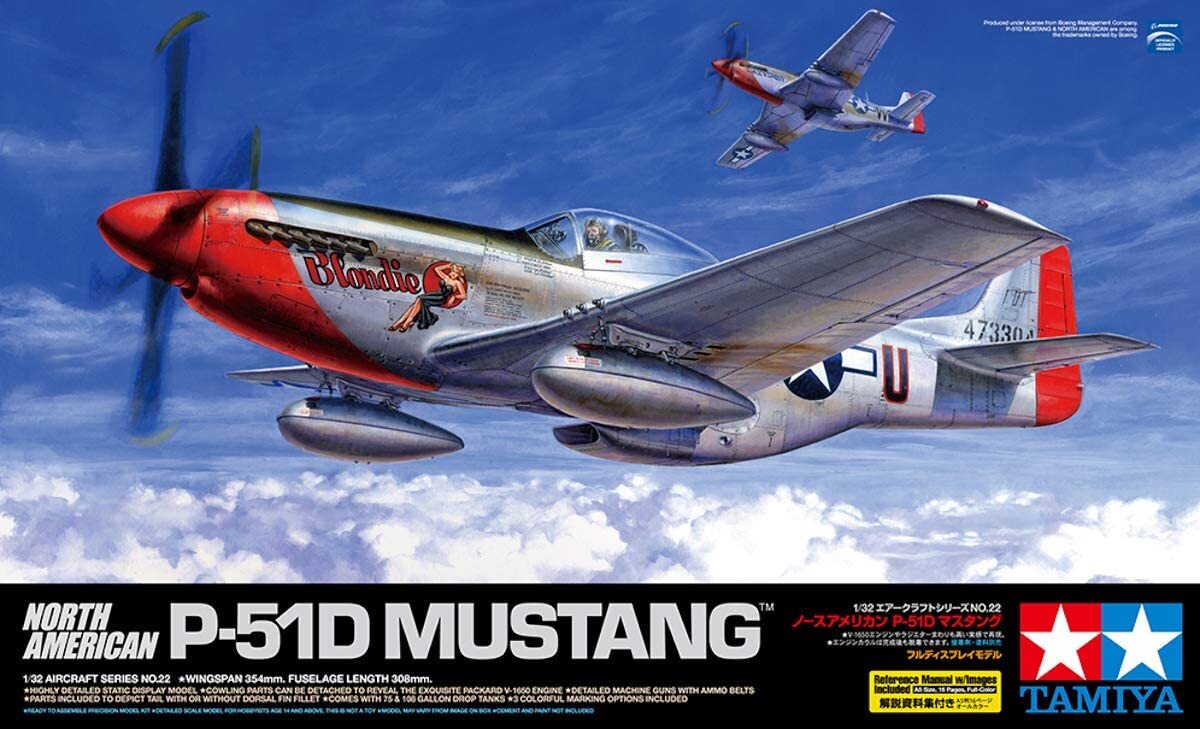 TAMIYA AC22 1/32 ノースアメリカンP-51D マスタング Tamiya No.22 60322 North American P-51D Mustang 1/32 scale kit